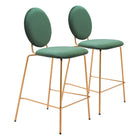 Zuo - Odessa Tabouret de comptoir - Vert/Or - Ensemble de 2-Repose-pieds ergonomique et confortable