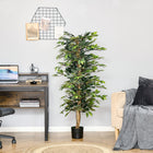HOMCOM - Arbre artificiel ficus 5 pi pour décoration intérieure - vert-Cette plante comprend 1008 feuilles qui apportent une sensation naturelle à votre pièce 