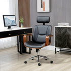 HOMCOM - Fauteuil de bureau avec repose-tête amovible et roulettes - noir-Idéal pour faire une pause et s’étirer, grâce à sa fonction d’inclinaison