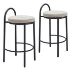 Zuo - Sisal Tabouret de comptoir - Beige Tweed - Ensemble de 2-Repose-pieds ergonomique et confortable