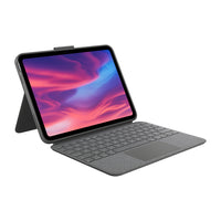 Logitech - Étui clavier Combo Touch pour iPad A16/ 10.9" (10e génération) - Anglais - Gris Oxford-Compatibilité: iPad (10e génération et A16). Modèles: A2696, A2757, A2777, A3162, A3354, A3355, A3356