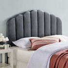 Modway - Veronique Performance Velvet Tête de lit jumelée, Charbon de bois-Revêtement en velours de performance