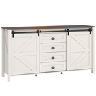 HOMCOM - Buffet de style ferme 60 po avec portes coulissantes de grange et tiroirs - blanc crème-Peut être utilisé comme buffet, meuble d’entrée, meuble pour bar à café et plus encore