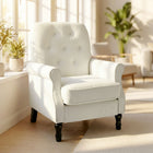 HOMCOM - Fauteuil d’appoint moderne mi-siècle avec assise épaisse rembourrée pour chambre - blanc crème-Taille de l'assise : 18,9 po l x 20,1 po P x 18,5 po H (48 x 51 x 47 cm)  
