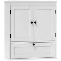 HOMCOM - Armoire à pharmacie avec étagère réglable - blanc-Trois compartiments organisent efficacement les essentiels