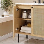 Modway - Chaucer 30" Vanette de salle de bain - Oak White-Portes en rotin tissé