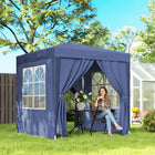Outsunny - Tente auvent pliante 6.6 pi l x 6.6 pi L pour extérieur - jardin - patio - Bleu-Structure en acier avec revêtement en poudre et finition blanche pour garantir une utilisation durable