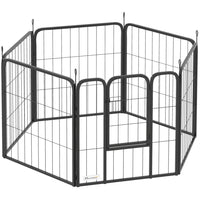 PawHut - Parc pliable pour chien 6 panneaux avec porte et sangle - 24 po H-6 panneaux peuvent être disposés en différentes formes