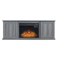 Manhattan Comfort - Ensemble de 2 cheminées modernes Franklin 60 po - Noir et gris-Cheminée électrique de style grange traditionnelle pour usage intérieur dans le salon