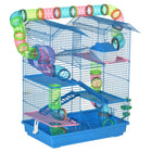PawHut - Cage pour Hamster 18,5 po L avec Système de Tubes et Roue d'Exercice - Bleu-Plusieurs plateformes favorisent l’exploration et le plaisir de grimper
