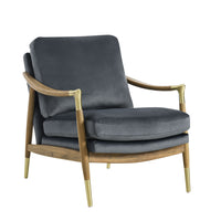 Modway - Langford Performance Velvet Fauteuil d’accent - Noyer bleu cadet-Chaise d’accent polyvalente