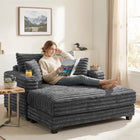 HOMCOM - Chaise longue-lit surdimensionnée rembourrée 60 po - gris-Profitez d’un espace généreux avec une assise extra-profonde conçue pour une détente totale 