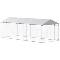 PawHut - Chenil pour chien extérieur 20 pi x 7,5 pi x 6,5 pi avec couverture imperméable-Beaucoup d'espace pour jouer et pour le confort 