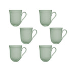 Casa Domani - Tasse embossée Florence Sage 390ml - Lot de 6-En porcelaine avec un motif délicat en relief sur un profil festonné.