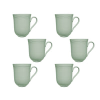 Casa Domani - Tasse embossée Florence Sage 390ml - Lot de 6-En porcelaine avec un motif délicat en relief sur un profil festonné.