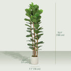HOMCOM - Arbre artificiel de figuier à feuilles de violon 6 pi pour décoration intérieure - vert - lot de 2-Convient pour les salons, chambres, bureaux à domicile et entrées 