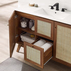Modway - Soma 48" Vanité de salle de bain à un seul lavabo - Blanc noyer-Tissage en rotin