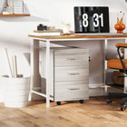 Vinsetto - Classeur 3 tiroirs pour documents Letter/A4 avec serrure et roulettes - grain de bois gris-Panneau de particules revêtu de mélamine pour un nettoyage facile et une utilisation quotidienne fiable 
