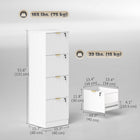 HOMCOM - Classeur vertical cannelé à 4 tiroirs pour documents format lettre/A4 avec serrure - blanc-Glissières de tiroir silencieuses pour un espace de travail paisible 
