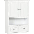 kleankin - Armoire murale de salle de bain avec étagère et tiroirs - blanc-Conception murale pour un gain de place