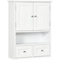 kleankin - Armoire murale de salle de bain avec étagère et tiroirs - blanc-Conception murale pour un gain de place