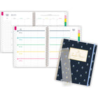Emily Ley Simplified - Agenda scolaire hebdomadaire/mensuel pour enseignants 2026-2027 - 11 po H x 9 po l - Navy Floral - anglais-Les pages spéciales comprennent 2 feuilles d'autocollants, 2 pages « À propos de moi », une page « Regarder vers l'avant » et « Retourner en arrière ».