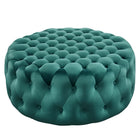 Modway - Amour Gros rond à boutons touffés Performance Velvet Ottoman - Sarcelle-Ottoman à accents à boutons touffés