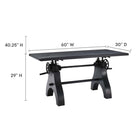 Modway - Genuine Hauteur ajustable du vilebrequin de 60 po Table à manger et bureau d’ordinateur, Noir-	Plage de taille 29 » à 40,25 »
