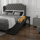 PawHut - Rampe pour animaux, marches de lit pour chien avec tapis antidérapant, 74 po x 16 po x 25 po - noir-Sert également de bonne décoration pour votre pièce 