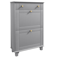 HOMCOM - Armoire à chaussures étroite avec 2 tiroirs basculants pour rangement - gris-Style moderne, finition couleur unie et poignées dorées pour une esthétique renforcée 