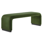 Modway - Koda Performance Velvet Banc long de la chute d’eau - Vert mousse noire-Revêtement en velours de performance