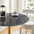 Modway - Lippa Rond de 28 po Faux marbre Bar Table, Or Noir-Sièges 2