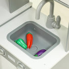 Qaba - Cuisine d’angle pour enfants avec lumières et sons - gris-Le grand espace de rangement dans la cuisine pour enfants permet de garder les jouets bien rangés et organisés 