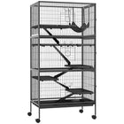 PawHut - Cage pour lapin, cochon d’Inde, furet, rat, hamster à 6 niveaux 63 po H - gris charbon-Convient à une variété de petits animaux, y compris les visons domestiques, chinchillas, petits chats et autres petits animaux de taille similaire 