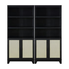 Manhattan Comfort - Ensemble de 2 bibliothèques-armoires Sheridan 80 cm style mid-century moderne - Noir-Ensemble de 2 - Bibliothèque moderne en rotin pour bureau à domicile, salon et rangement supplémentaire