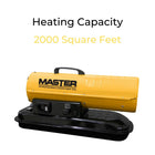 Master - Chauffrette de 80 000 BTU à air pulsé au kérosène / diesel avec thermostat Batterie non incluse - Jaune-Idéal pour les chantiers de construction, les ateliers, les fermes ou les garages