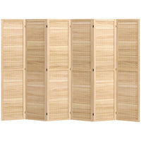 HOMCOM - Séparateur de pièce autoportant à 6 panneaux avec panneau perforé pour chambre, bureau intérieur - naturel-Conception à six panneaux, idéale pour créer un espace personnel ou diviser de grandes pièces  
