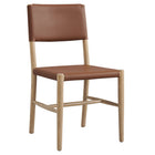 Modway - Dover Bois Cuir végane Fauteuils d’accompagnement à manger Ensemble de 2 - Naturel-Ensemble de 2 chaises de salle à manger