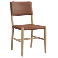 Modway - Dover Bois Cuir végane Fauteuils d’accompagnement à manger Ensemble de 2 - Naturel-Ensemble de 2 chaises de salle à manger