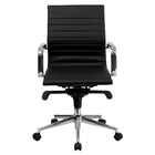 Nicer Interior - chaise de bureau à dossier bas de style groupe nervuré - noir-Bras de soutien en métal et base avec 5 roulettes