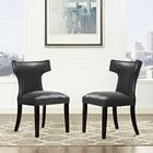 Modway - Curve Vinyle Chaise à manger Ensemble de 2 - Noir-Pattes en caoutchouc noir