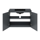 Modway - Bryn Support mural de 36" Vanette de salle de bain - Gris Noir-Trous de robinet centraux 8"