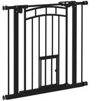 PawHut - Barrière pour Chien à Montage par Pression Fermeture Automatique pour L 29"-31,5" - Noir-S'adapte aux ouvertures de 74 à 80 cm (29,1 à 31,5 pouces), pour les portes, les couloirs et les escaliers