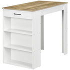 HOMCOM - Table de bar avec rangement - effet bois gris-Utilisation polyvalente comme table de bar, console de couloir ou buffet de rangement 