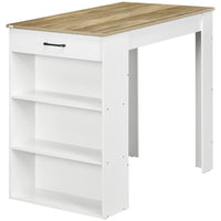 HOMCOM - Table de bar avec rangement - effet bois gris-Utilisation polyvalente comme table de bar, console de couloir ou buffet de rangement 