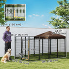 PawHut - Chenil extérieur pour grands et moyens chiens, noir-Structure en acier robuste 