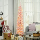 HOMCOM - Sapin de Noël artificiel floqué de neige de 6 pi avec lumière - rose-Lumières LED blanches chaudes pour un bel éclairage de vacances, tout en consommant peu d'énergie et sont froides au toucher  