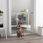 PawHut - Barrière pour Animaux 29"-39" avec Porte à Montage par Pression pour Chien - Blanc-Système de double verrouillage pour une sécurité accrue