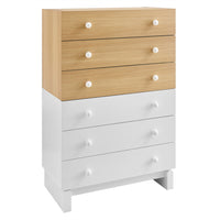 Modway - Nolia Bloc de couleur à 6 tiroirs Coffre commode, Chêne Blanc-Poitrine haute à bloc de couleur bicolore