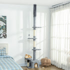 PawHut - arbre à chat du sol au plafond - hauteur réglable 87-100 po-La housse en tissu doux offre un confort supplémentaire à votre chat 
